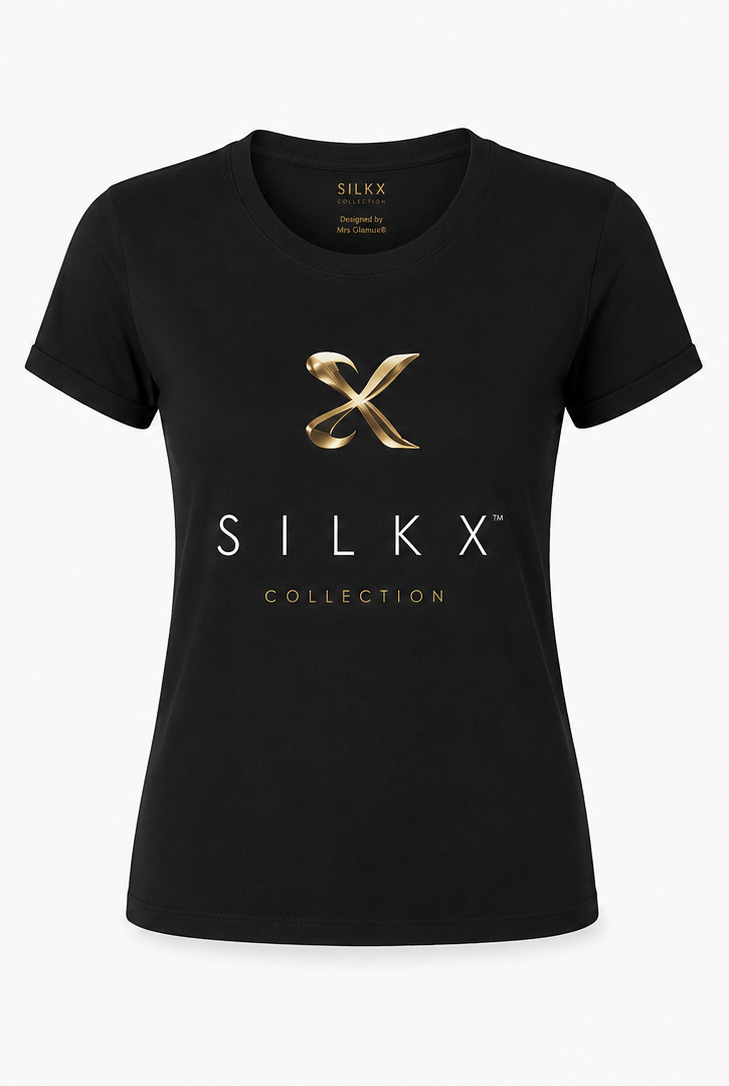 SilkX Collection™ | Signature T-Shirt – Black & Gold